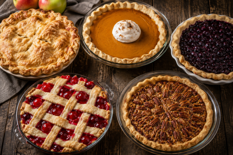 Flaky gluten free pie crust baked to a golden brown finish in a pie dish.
