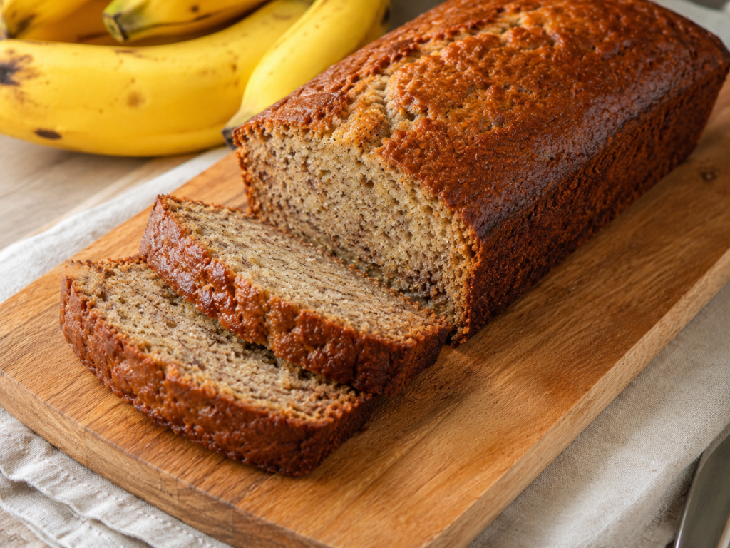 Healthy gluten free banana bread made with ripe bananas