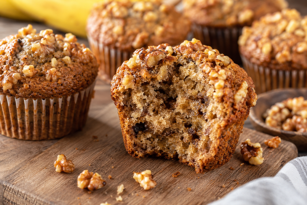 Homemade gluten free banana bread muffins