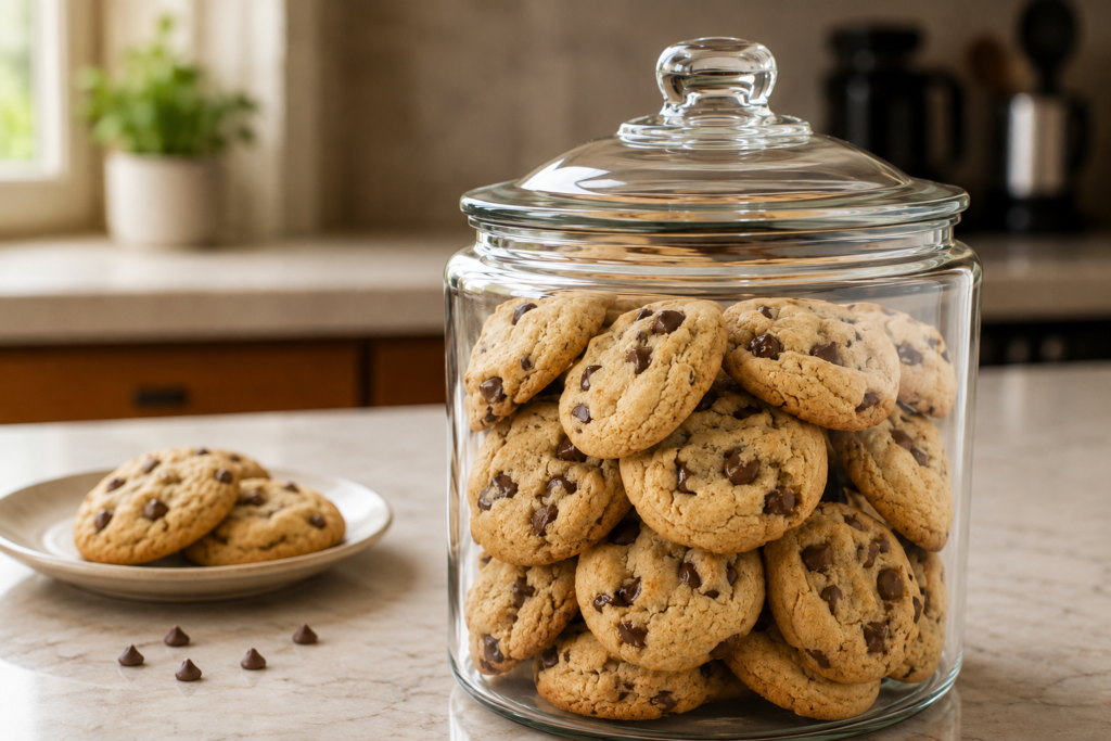 Storing Gluten-Free Chocolate Chip Cookies in a Glass Jar